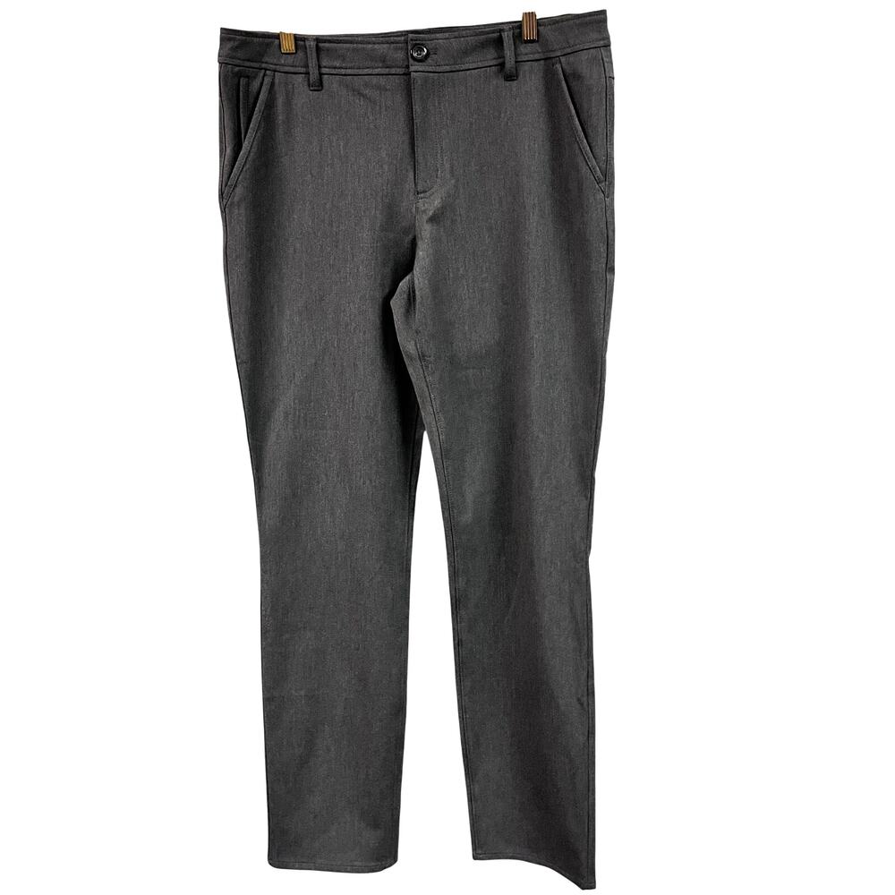 Women's Eddie Bauer ponte knit gray straight leg pants size 12 Tall 34 inseam